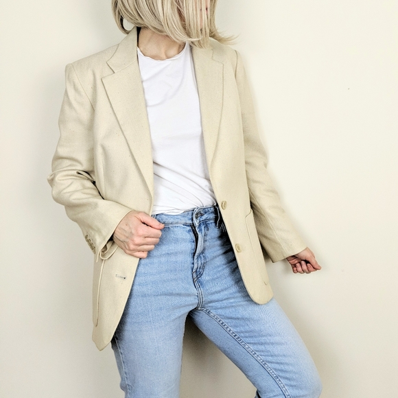DVF Cream Silk Boyfriend Blazer